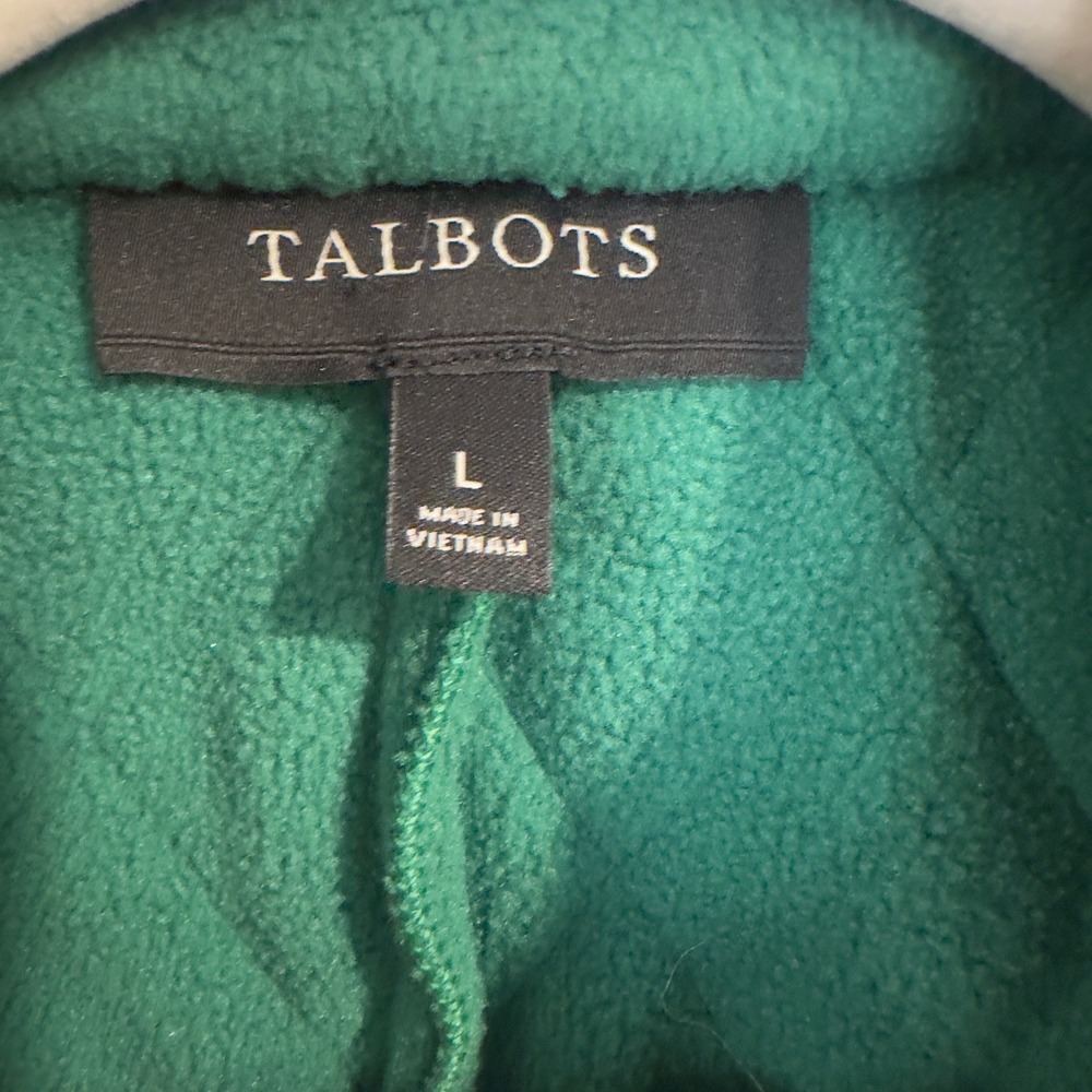 Talbots Womens Green Quilted Fleece Lined Puffer Vest Size L VN300 Zip & Snap - Picture 2 of 5